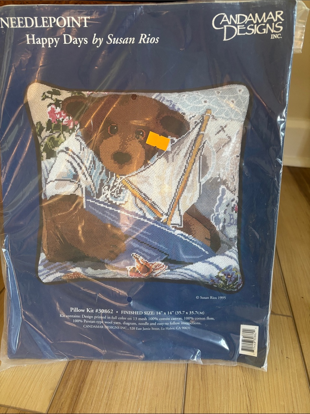 Candamar Designs 'Happy Days' Brown Bear Needlepoint Pillow Kit